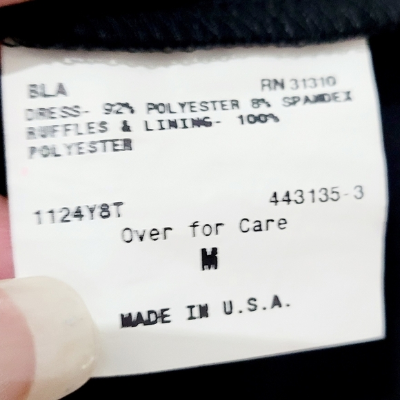 Y2K A. Byer Dress Womans Size Medium ruffle Neck Sleeveless Made In USA Black - Picture 7 of 11